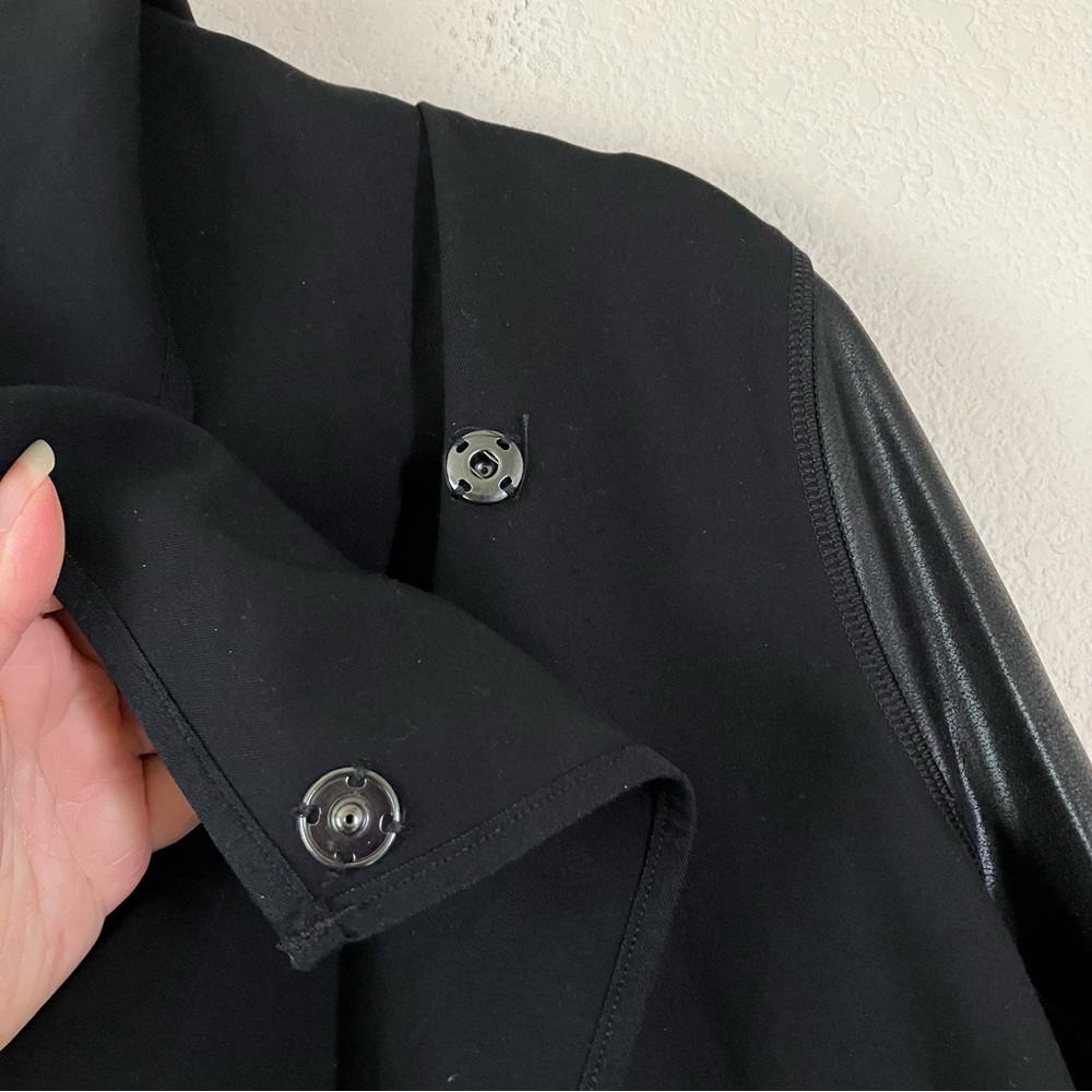 SPANX Drape Front Jacket L Black Ponte Career Minimalist Travel Edgy Streetwear - Picture 5 of 16